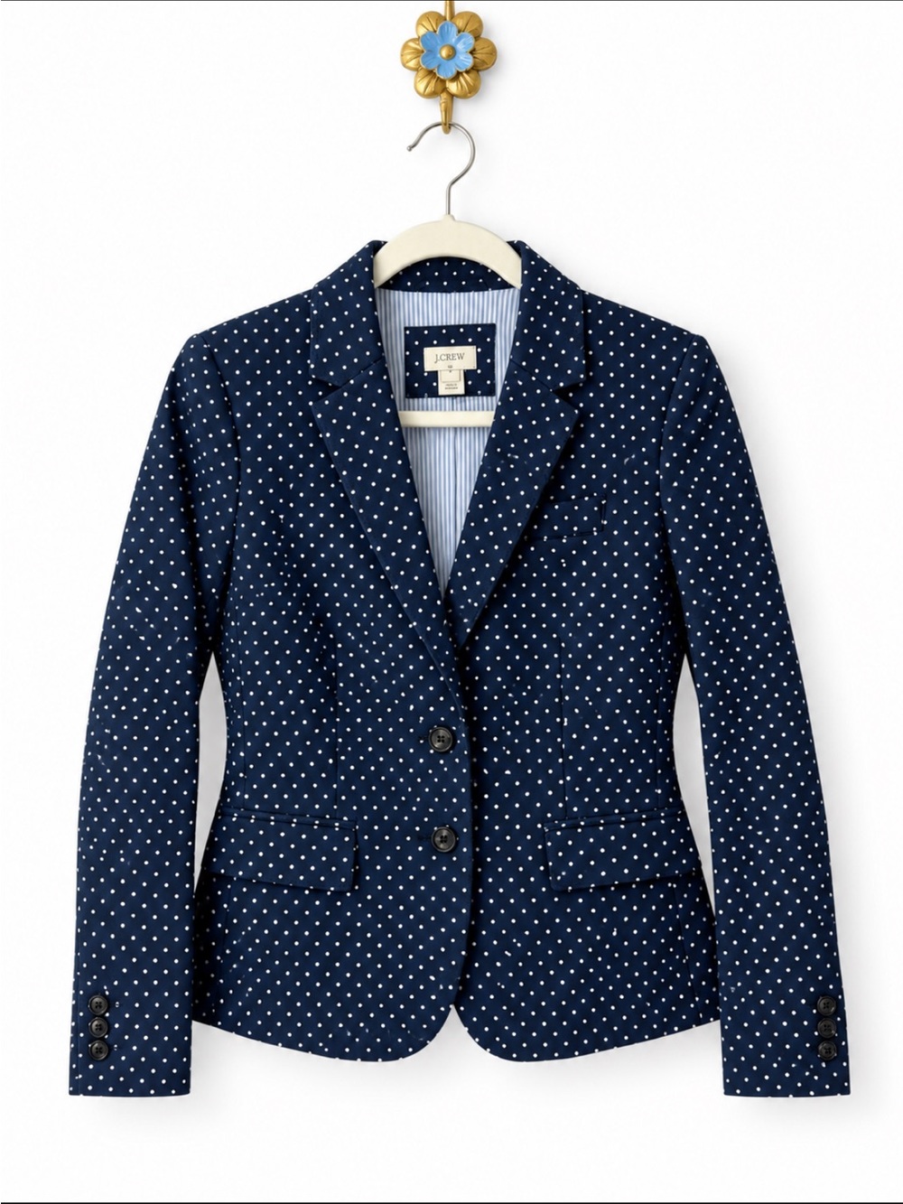 J. Crew Factory Polka Dot Blazer Cotton Linen